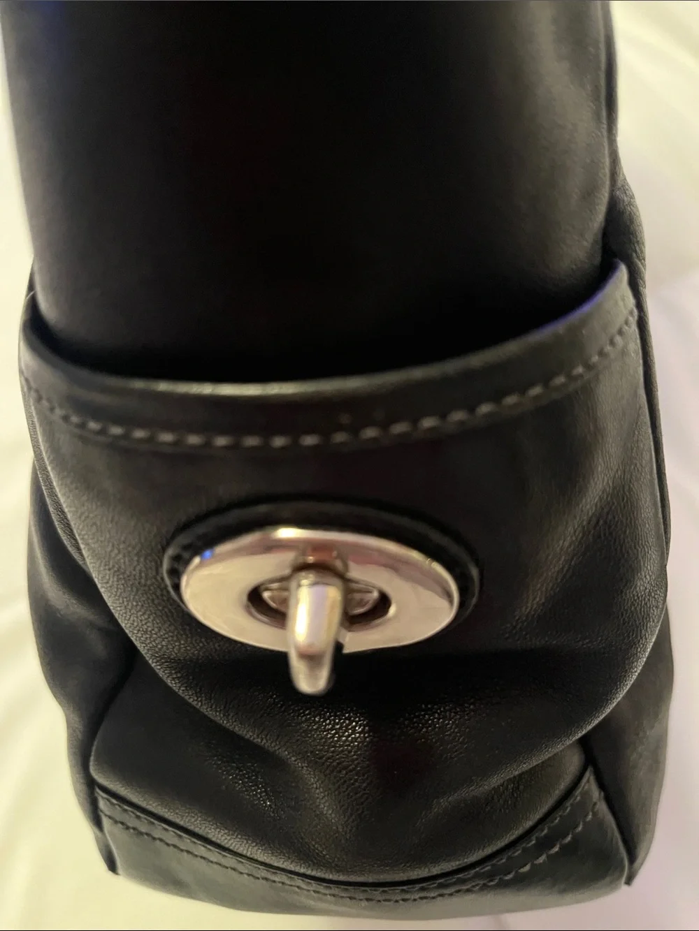 COACH Black Classic Leather East West Gallery Pleated Tote - F13759 No Tag